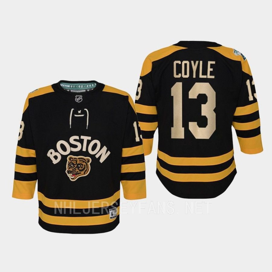 youth bruins charlie coyle black 2023 winter classic premier jersey