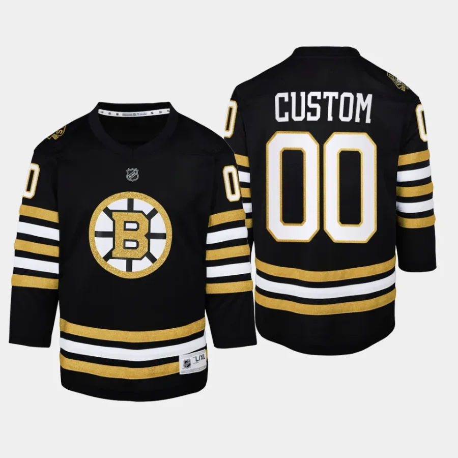 youth bruins custom black 2023 24 100th anniversary premier player jersey