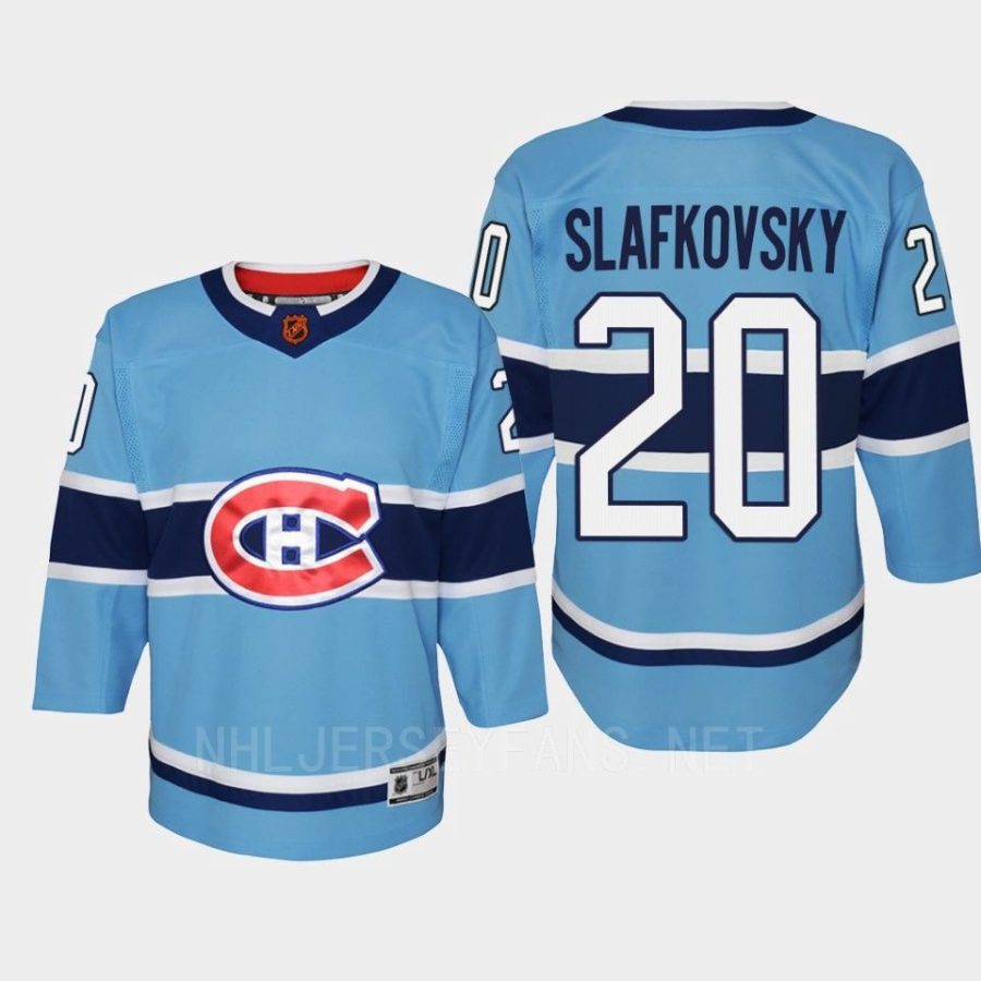 youth canadiens juraj slafkovsky blue 2022 special edition 2.0 replica retro jersey