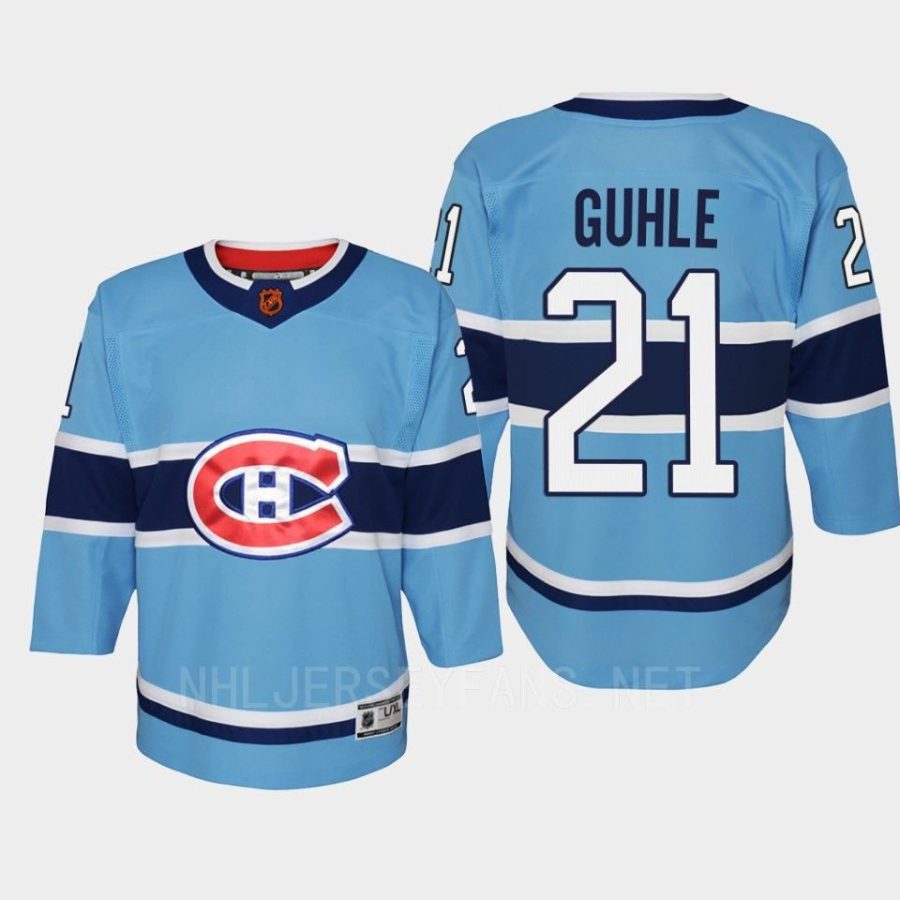 youth canadiens kaiden guhle blue 2022 special edition 2.0 replica retro jersey