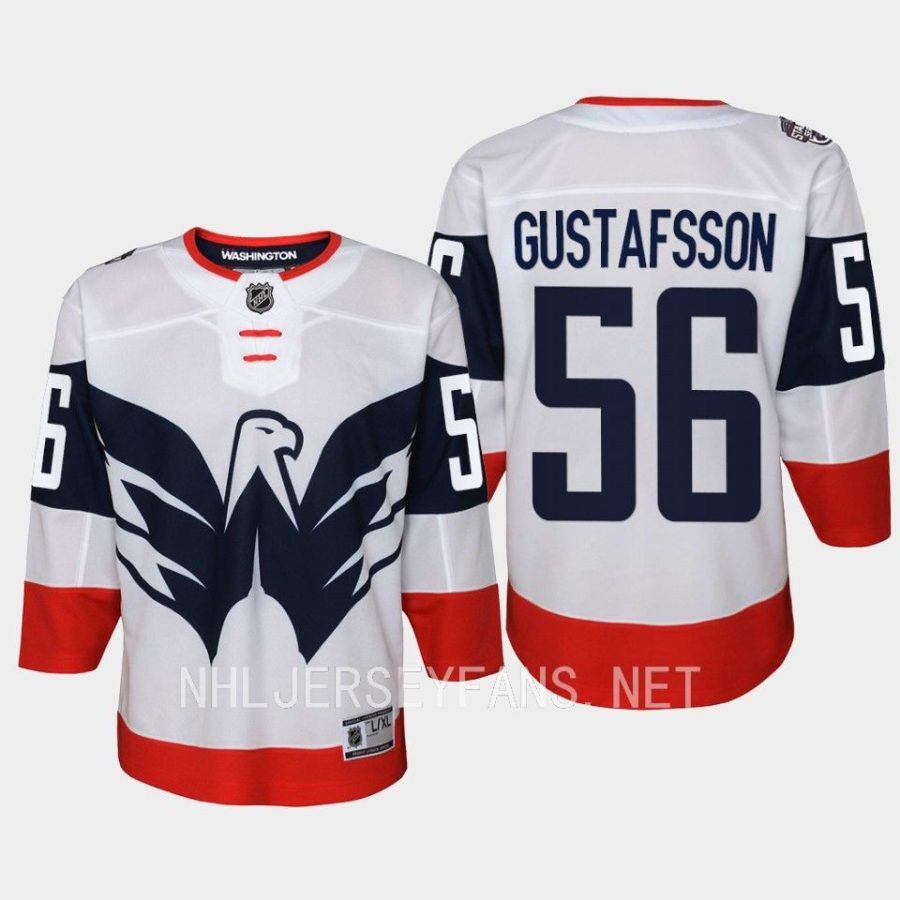 youth capitals erik gustafsson white 2023 nhl stadium series player jersey