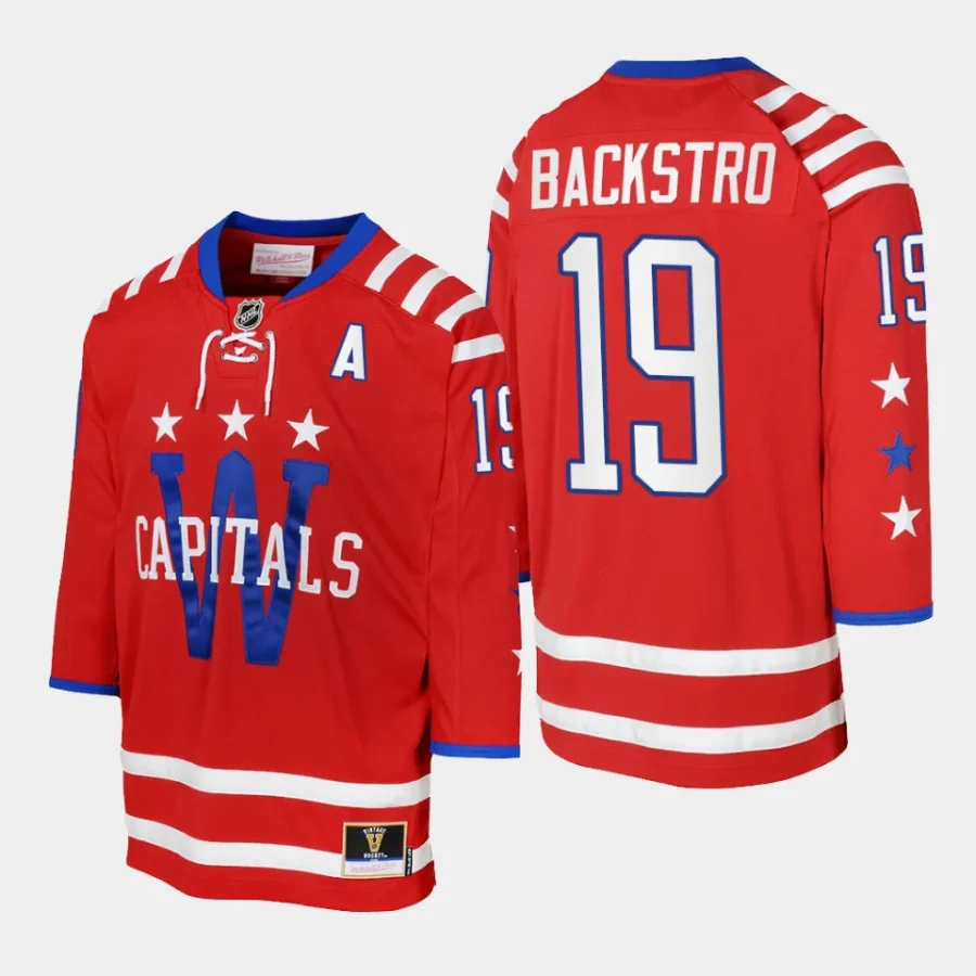 youth capitals nicklas backstrom red 2015 blue line mitchell ness jersey