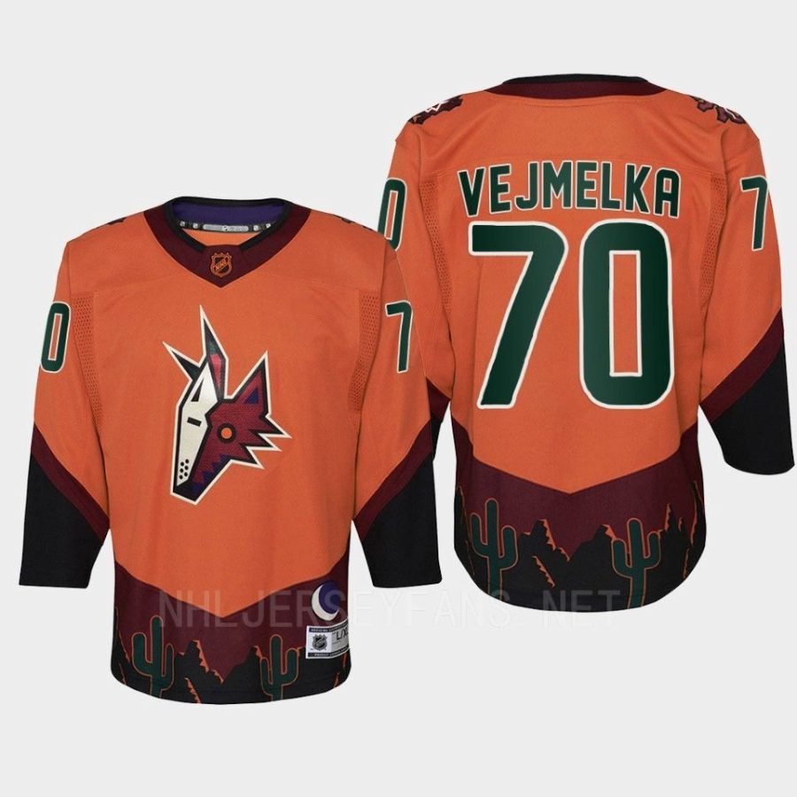 youth coyotes karel vejmelka orange 2022 special edition 2.0 replica retro jersey