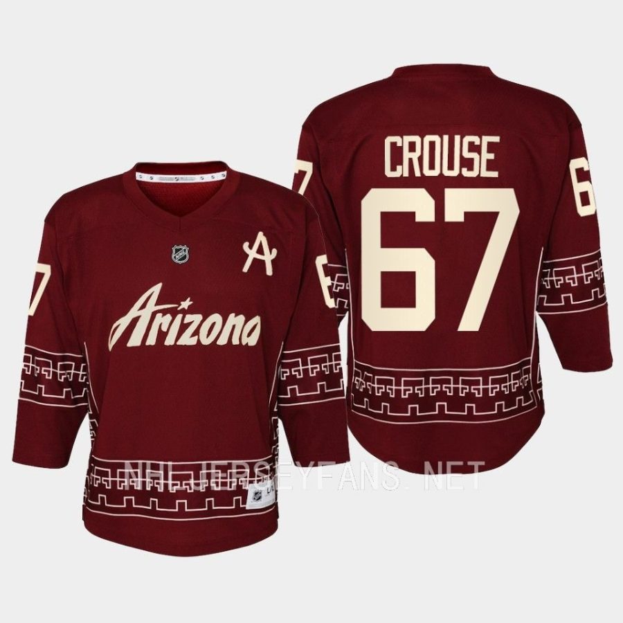 youth coyotes lawson crouse garnet 2022 23 desert night alternate replica player jersey