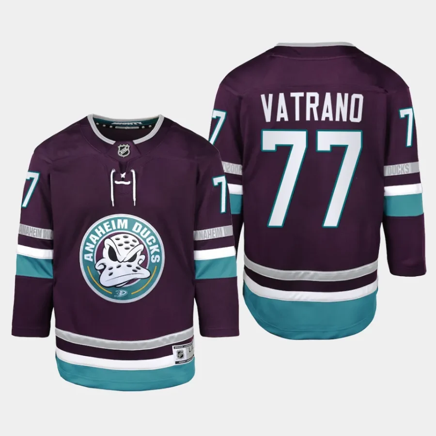 youth ducks frank vatrano purple 2023 24 30th anniversary replica player jersey