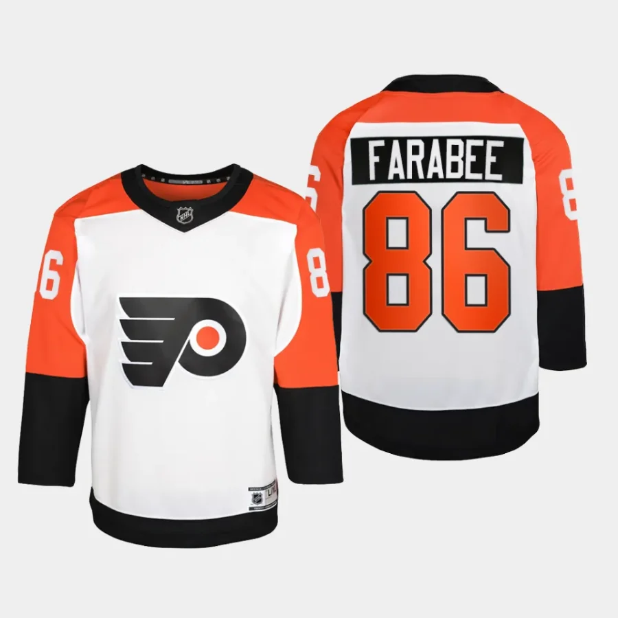 youth flyers joel farabee white 2023 24 away premier player jersey