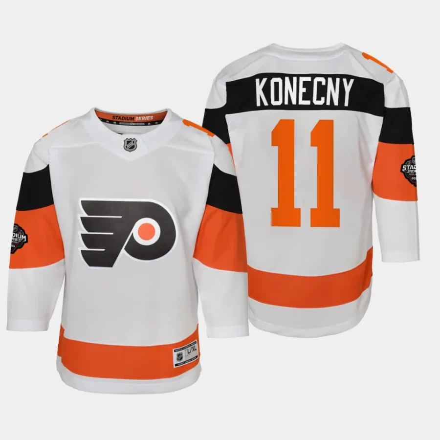 youth flyers travis konecny white 2024 nhl stadium series premier player jersey