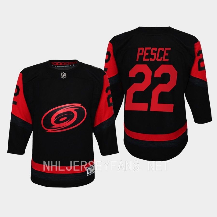 youth hurricanes brett pesce black 2023 nhl stadium series player jersey