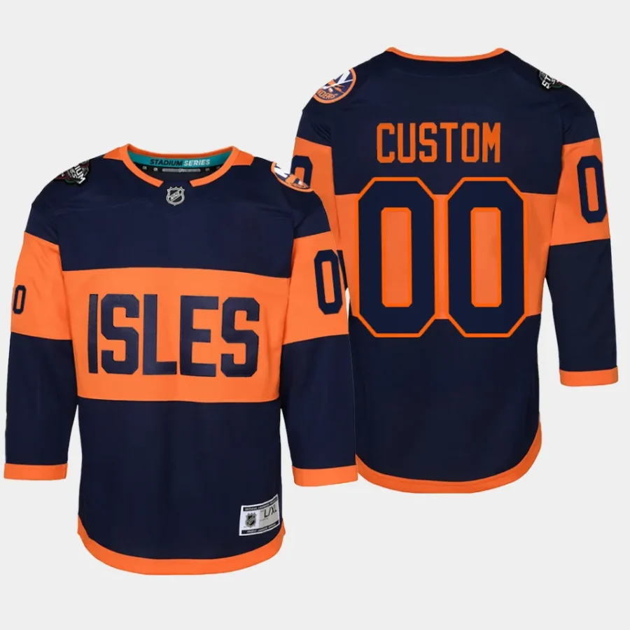 youth islanders custom navy 2024 nhl stadium series premier player jersey