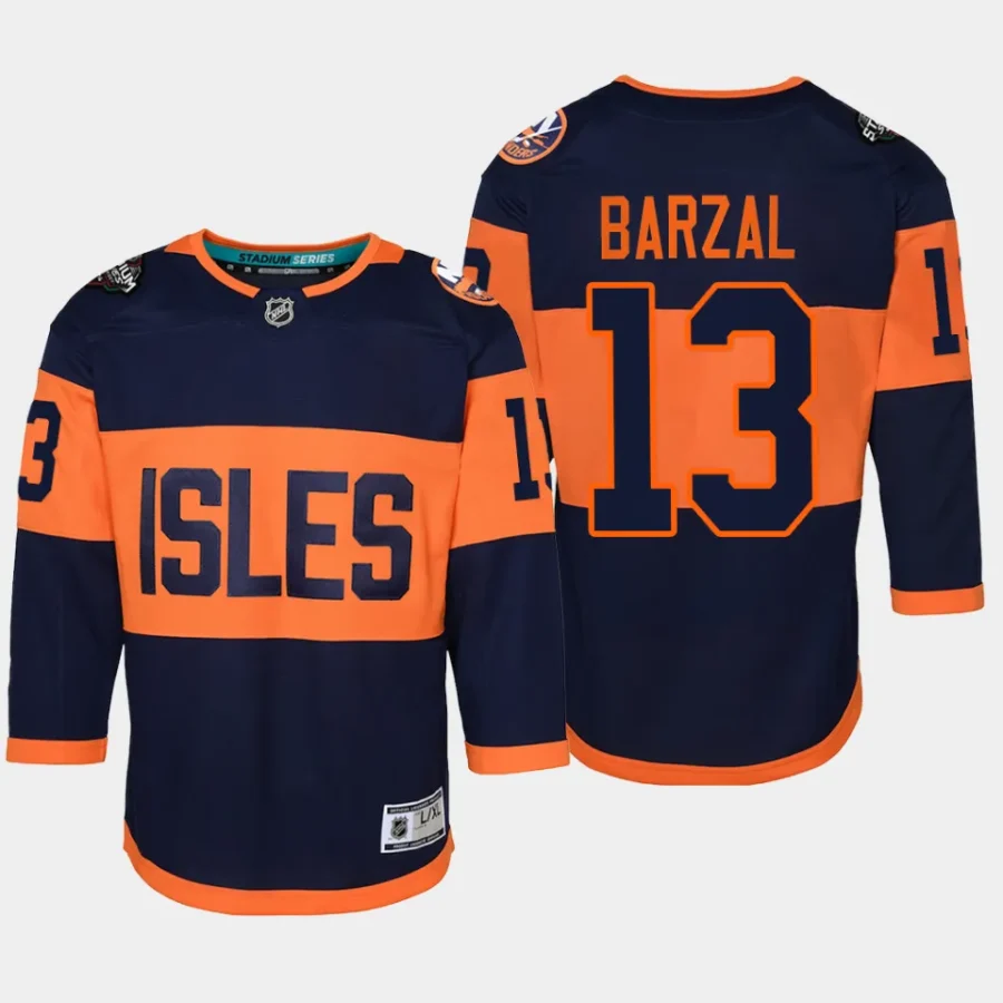 youth islanders mathew barzal navy 2024 nhl stadium series premier player jersey