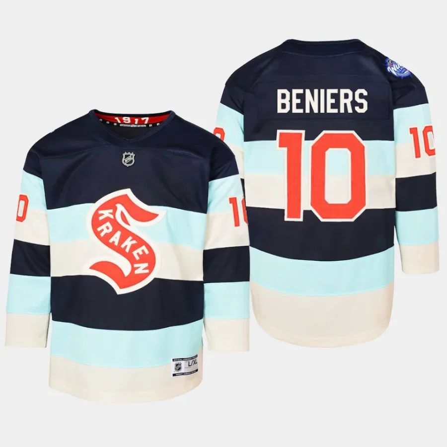 youth kraken matty beniers blue 2024 nhl winter classic premier player jersey