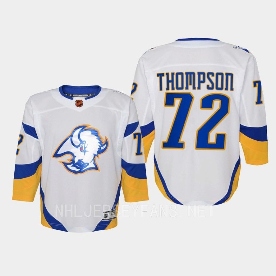 youth sabres tage thompson white 2022 special edition 2.0 premier retro jersey