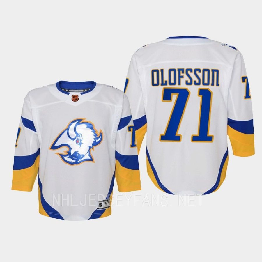 youth sabres victor olofsson white 2022 special edition 2.0 premier retro jersey