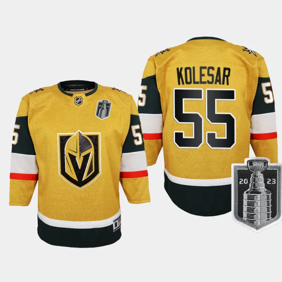 youth vgk keegan kolesar gold 2023 stanley cup final home premier jersey