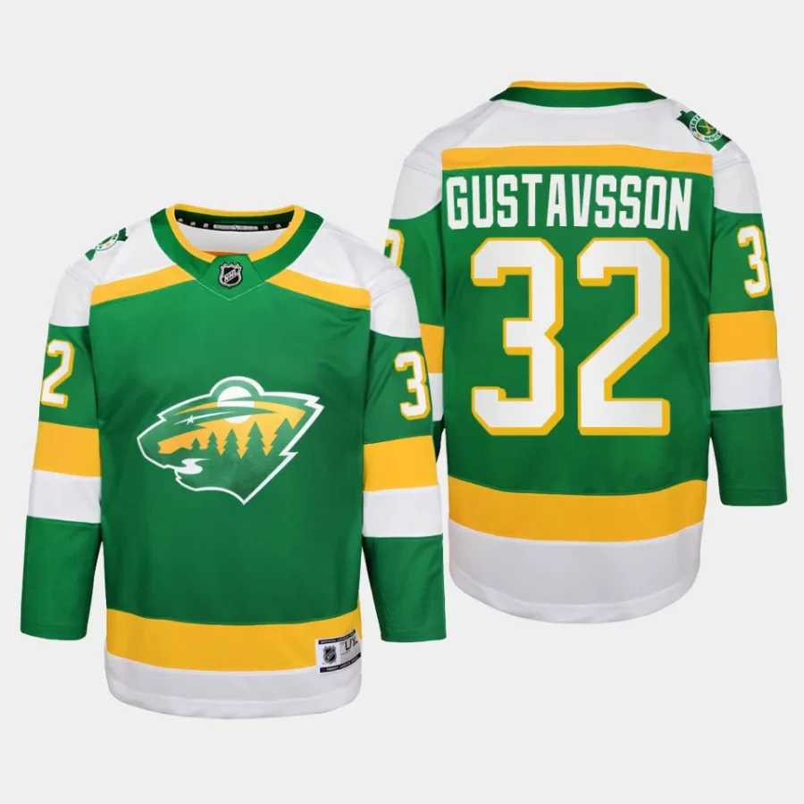 youth wild filip gustavsson green 2023 24 alternate replica player jersey