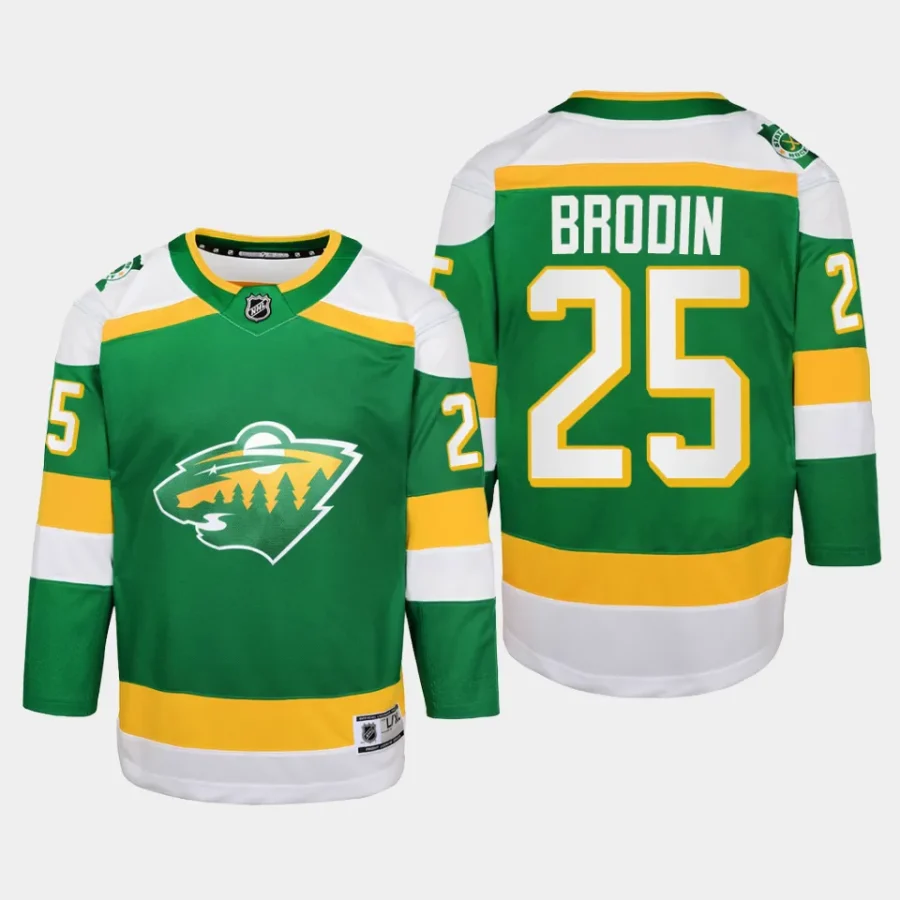 youth wild jonas brodin green 2023 24 alternate replica player jersey