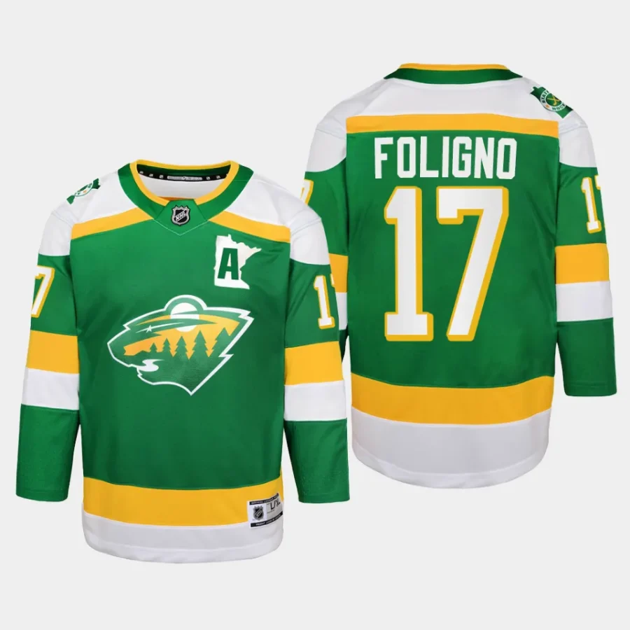 youth wild marcus foligno green 2023 24 alternate replica player jersey